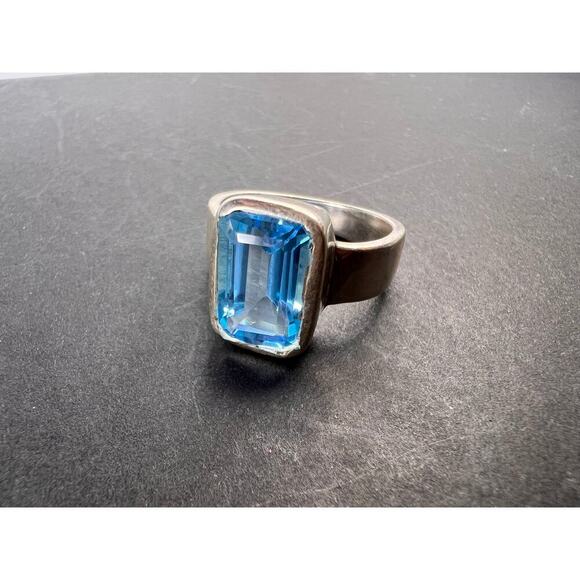 NEW Swiss blue topaz sterling silver ring size 7 / 6.65 grams - Picture 1 of 11